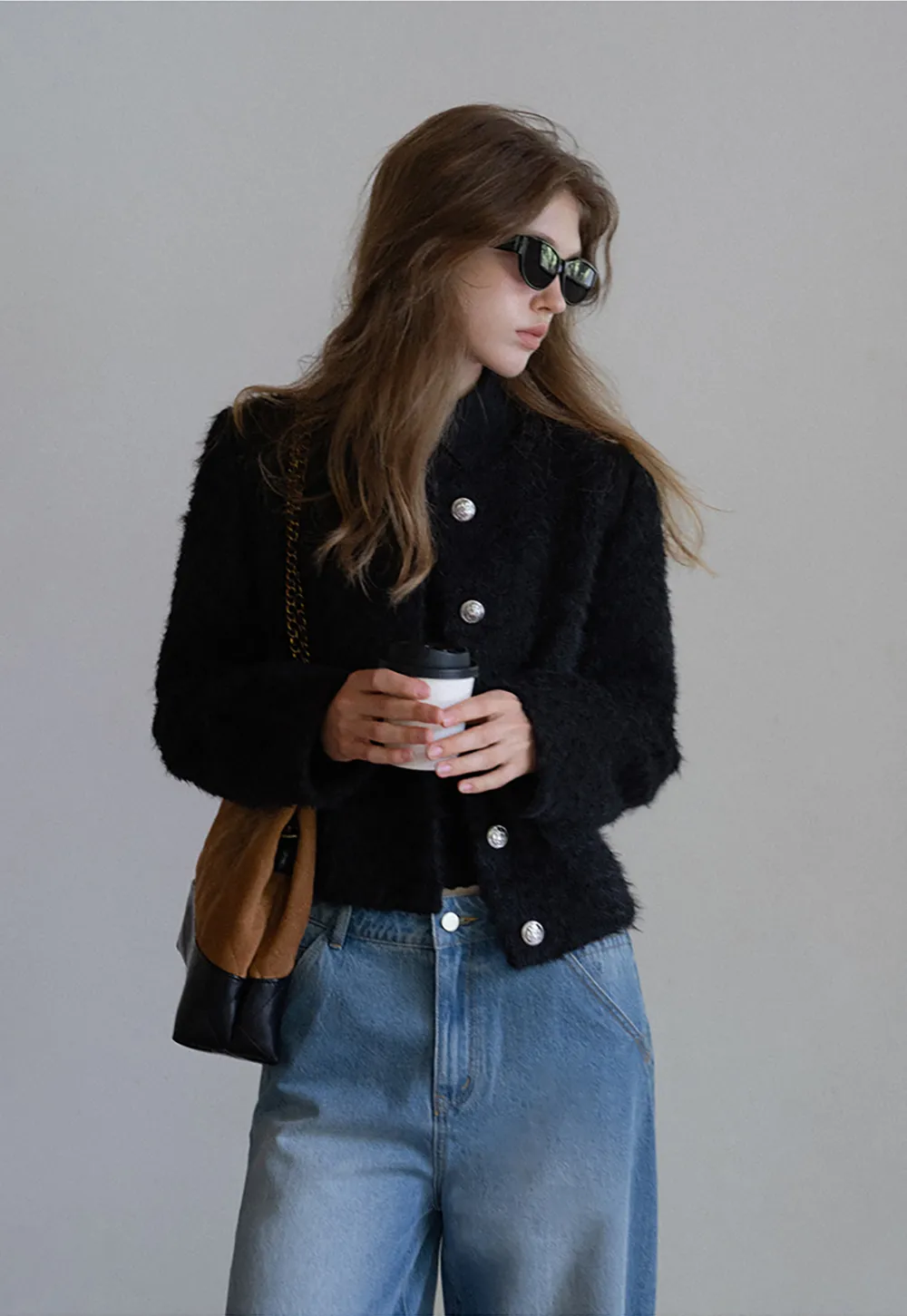Fuzzy Button Up Jacket
