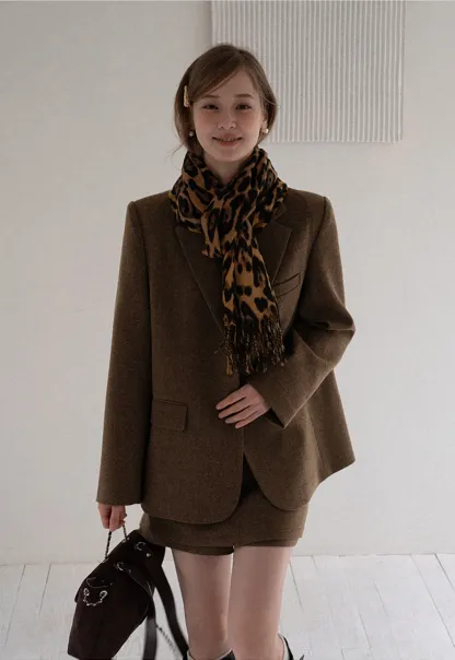 Womens Two-Piece Blazer and Shorts Set