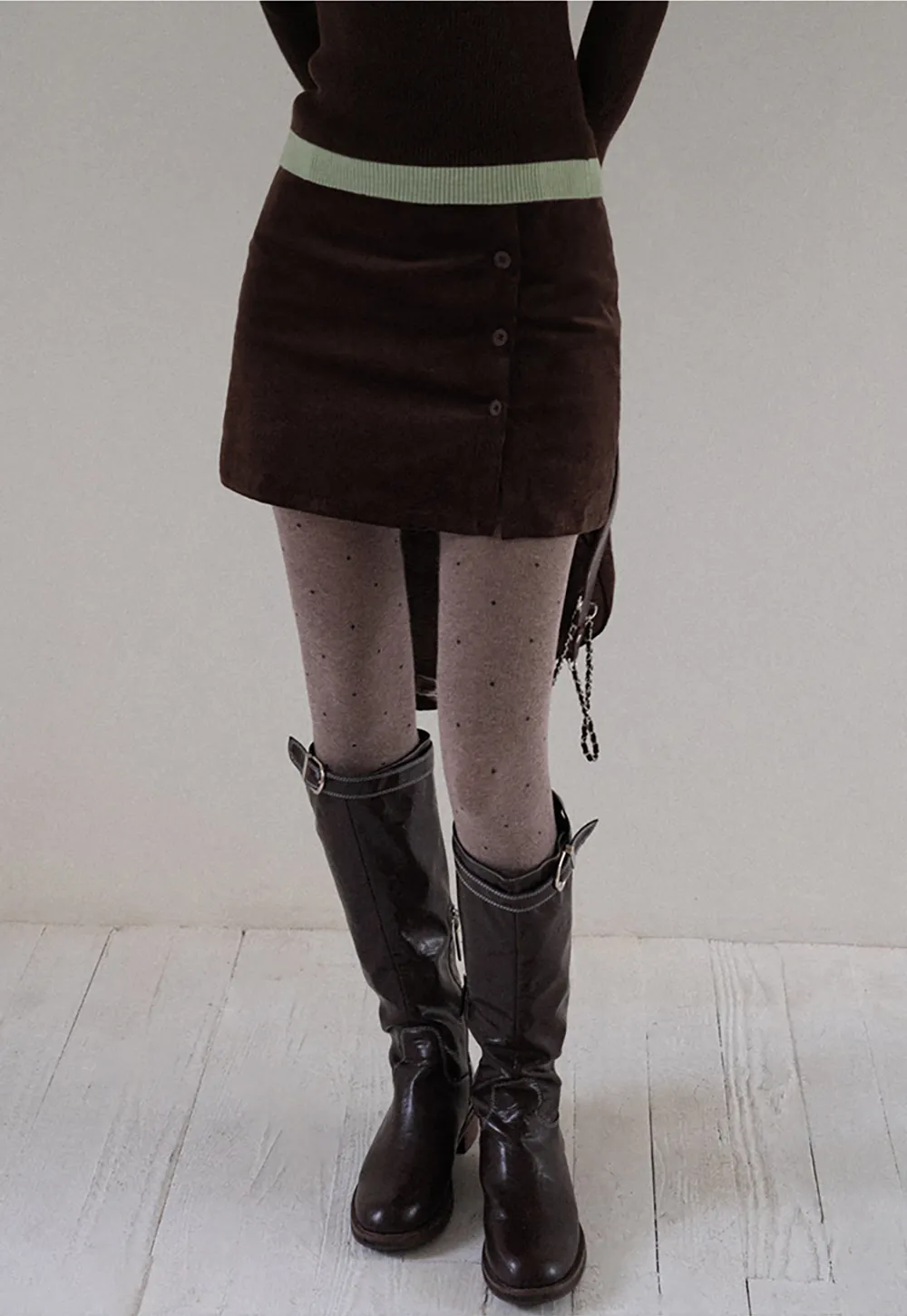 Corduroy Button Front Mini Skirt