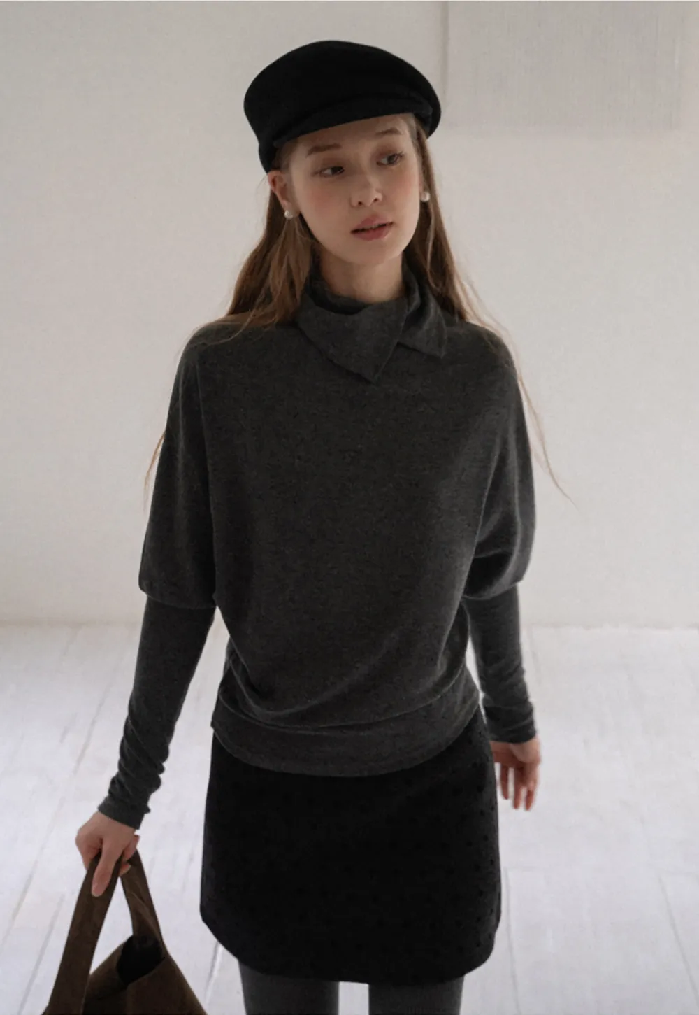 Striped High Neck Relaxed Fit Top