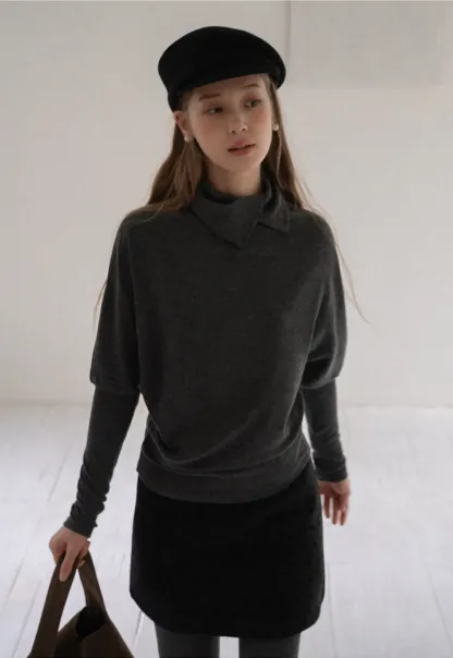 Striped High Neck Relaxed Fit Top