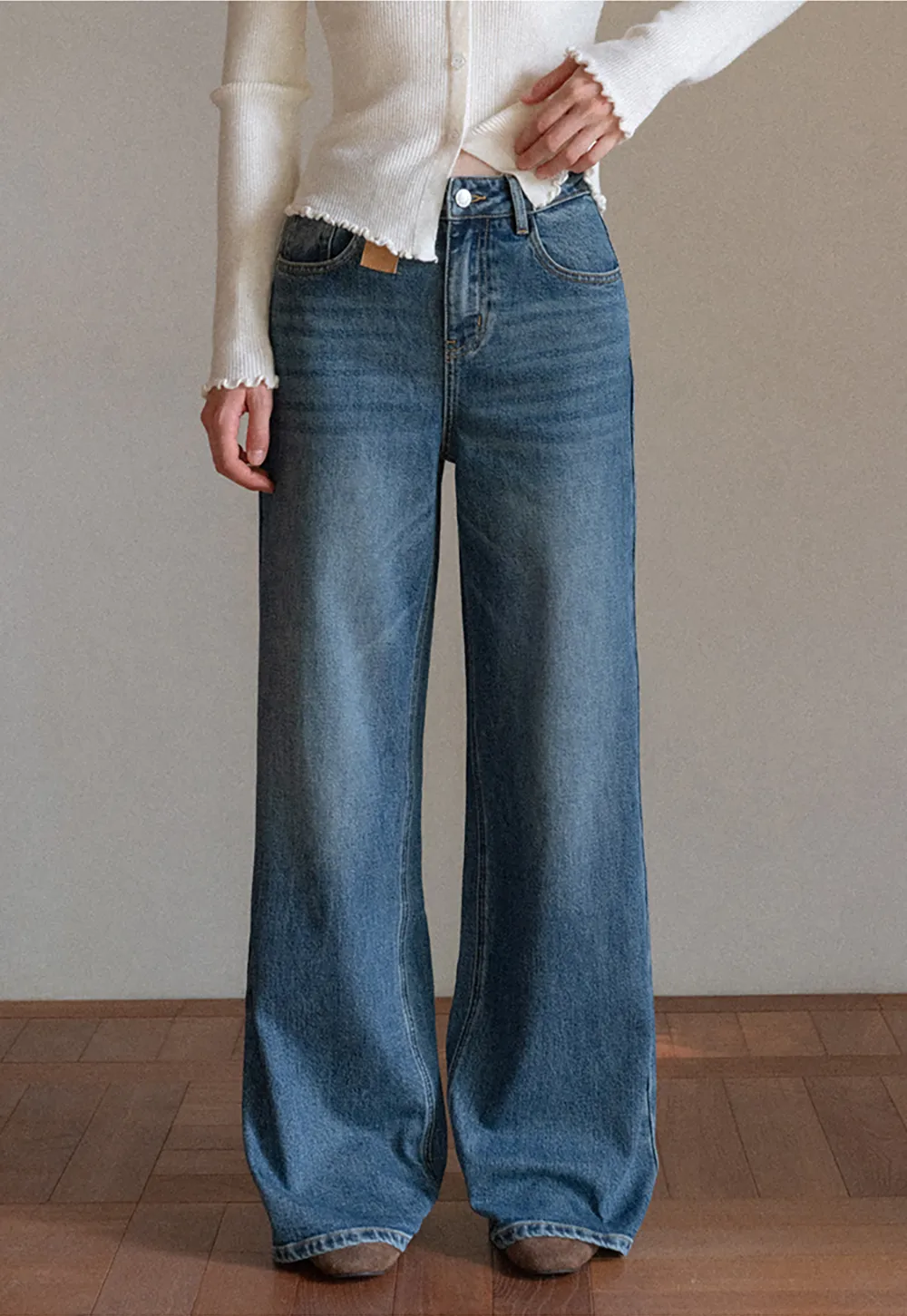 Vintage Wash Wide-Leg Jeans