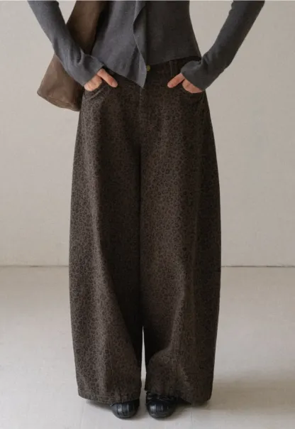 Leopard Print Wide Leg Pants