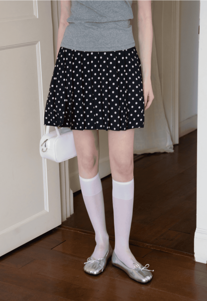 Polka Dot Pleated Mini Skirt