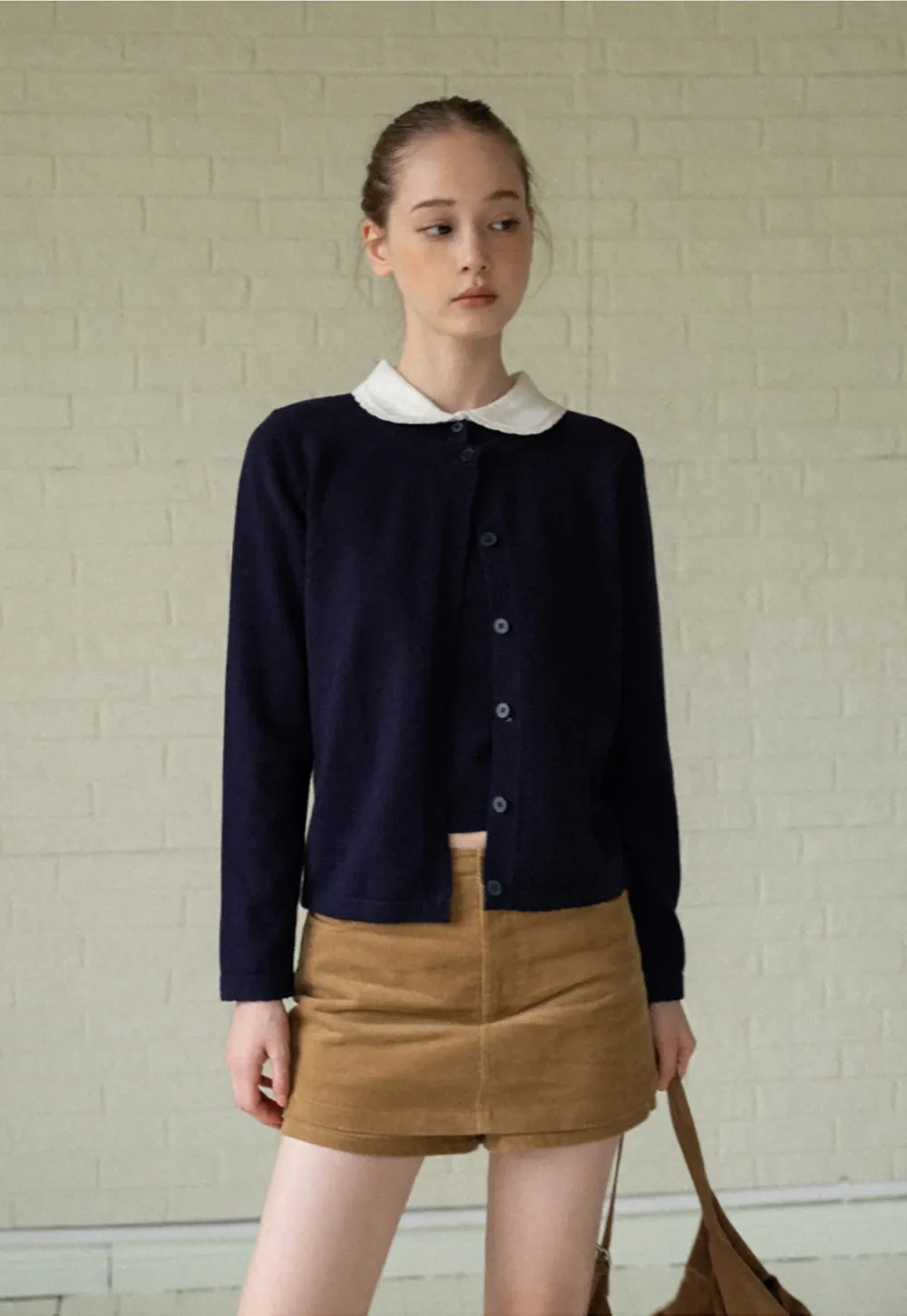 Women Knit Cardigan and Collar Button-Down Top