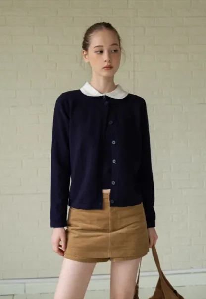 Women Knit Cardigan and Collar Button-Down Top