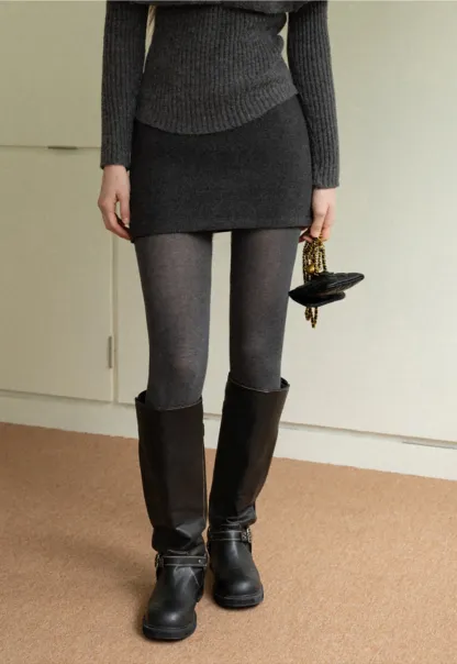 High-Waisted A-Line Wool Skirt