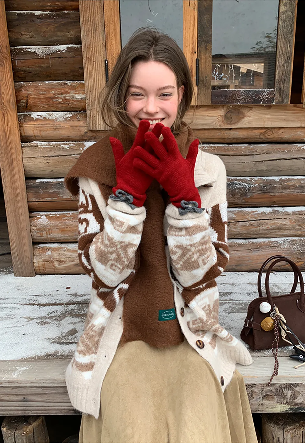 Knit Bow Detail Winter Gloves