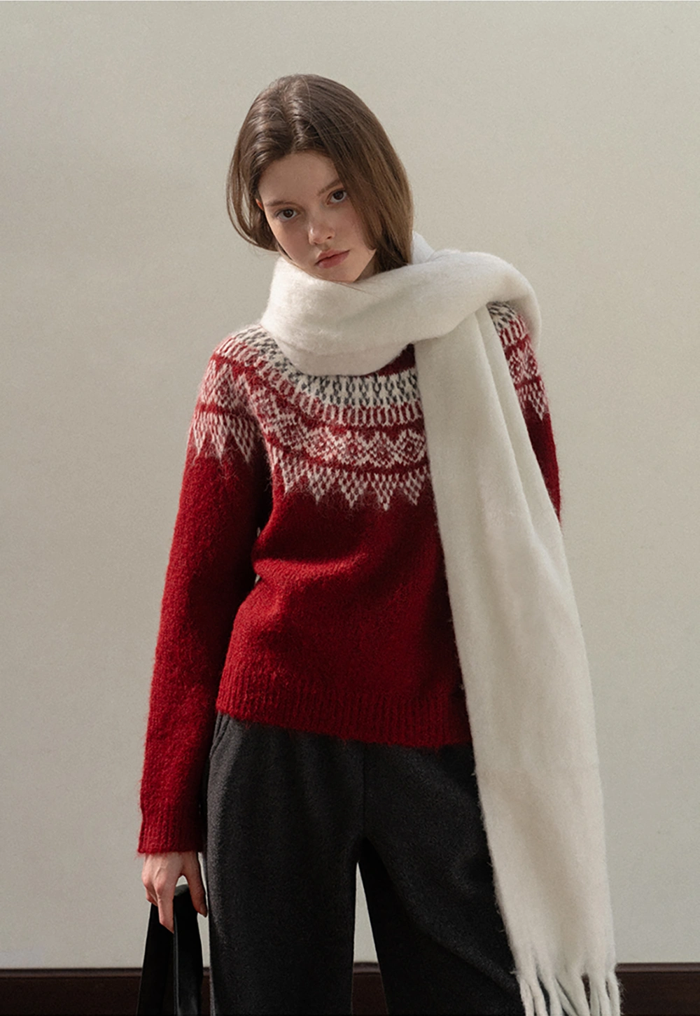Women Warm Round Neck Nordic Style Sweater