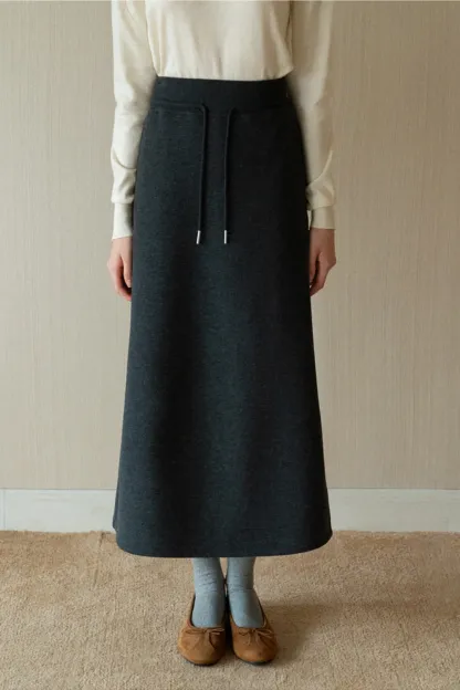Drawstring Waist Midi Skirt for Women