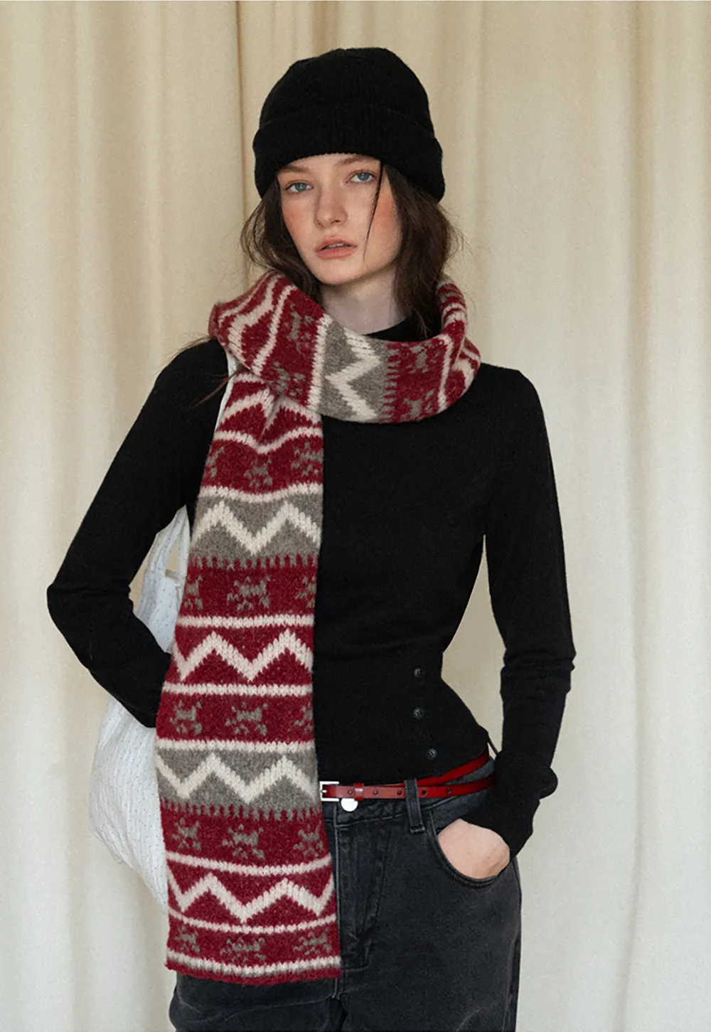 Collar Detail Knit Sweater with Side Button Hem