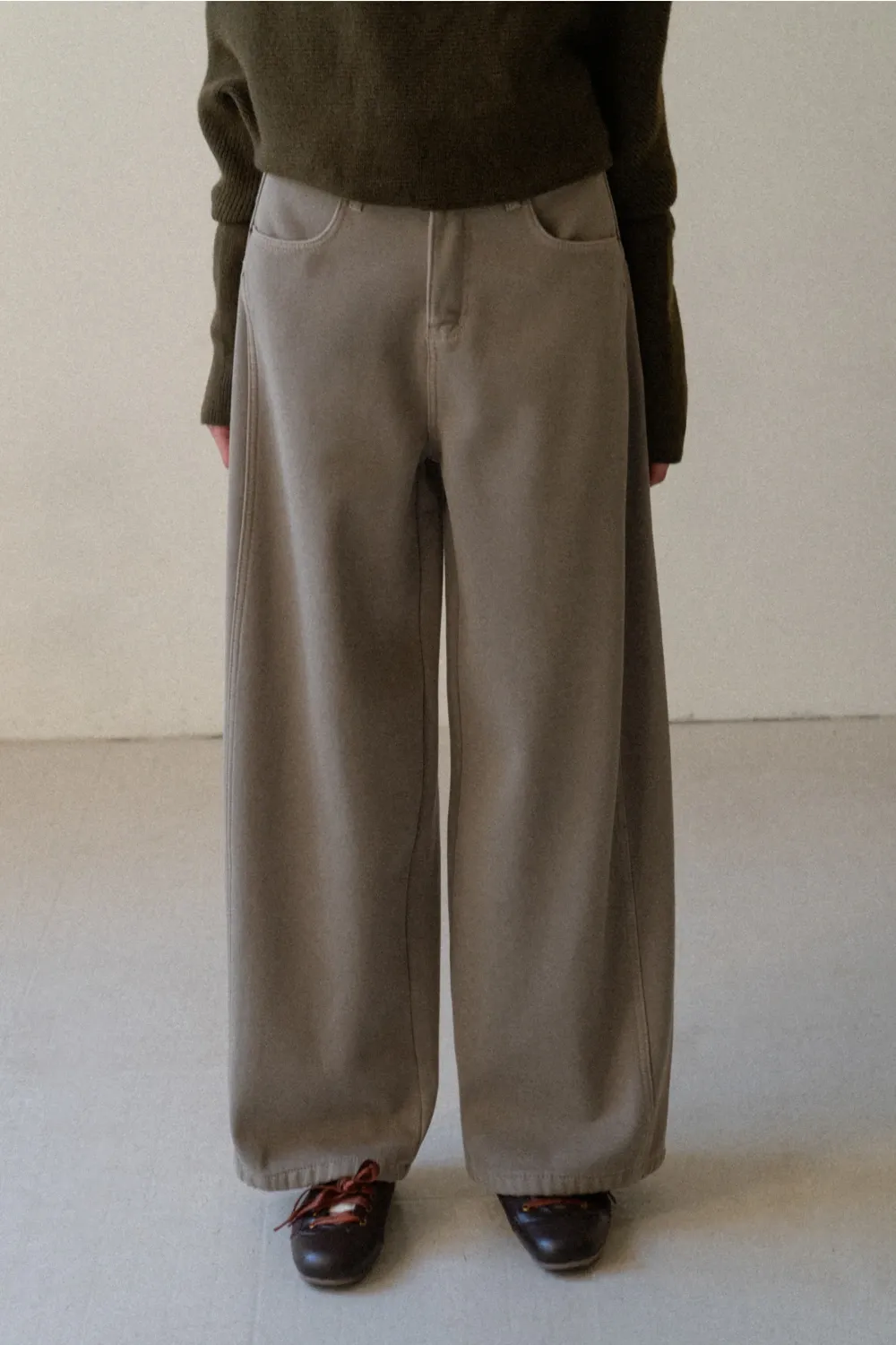 Loose Fleece-Lined Jeans with Tassel Belt