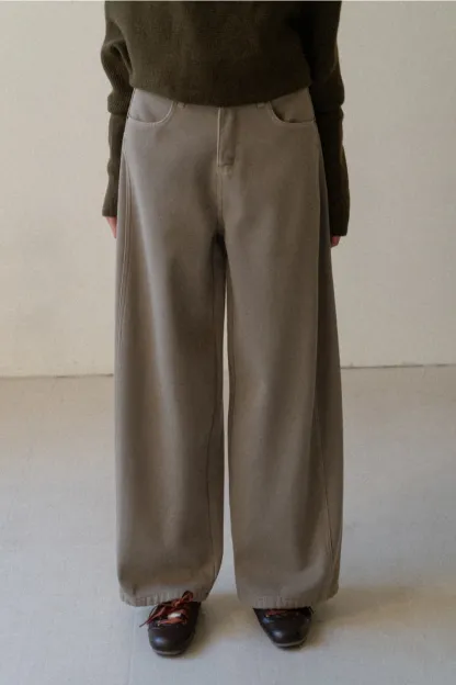 Loose Fleece-Lined Jeans with Tassel Belt