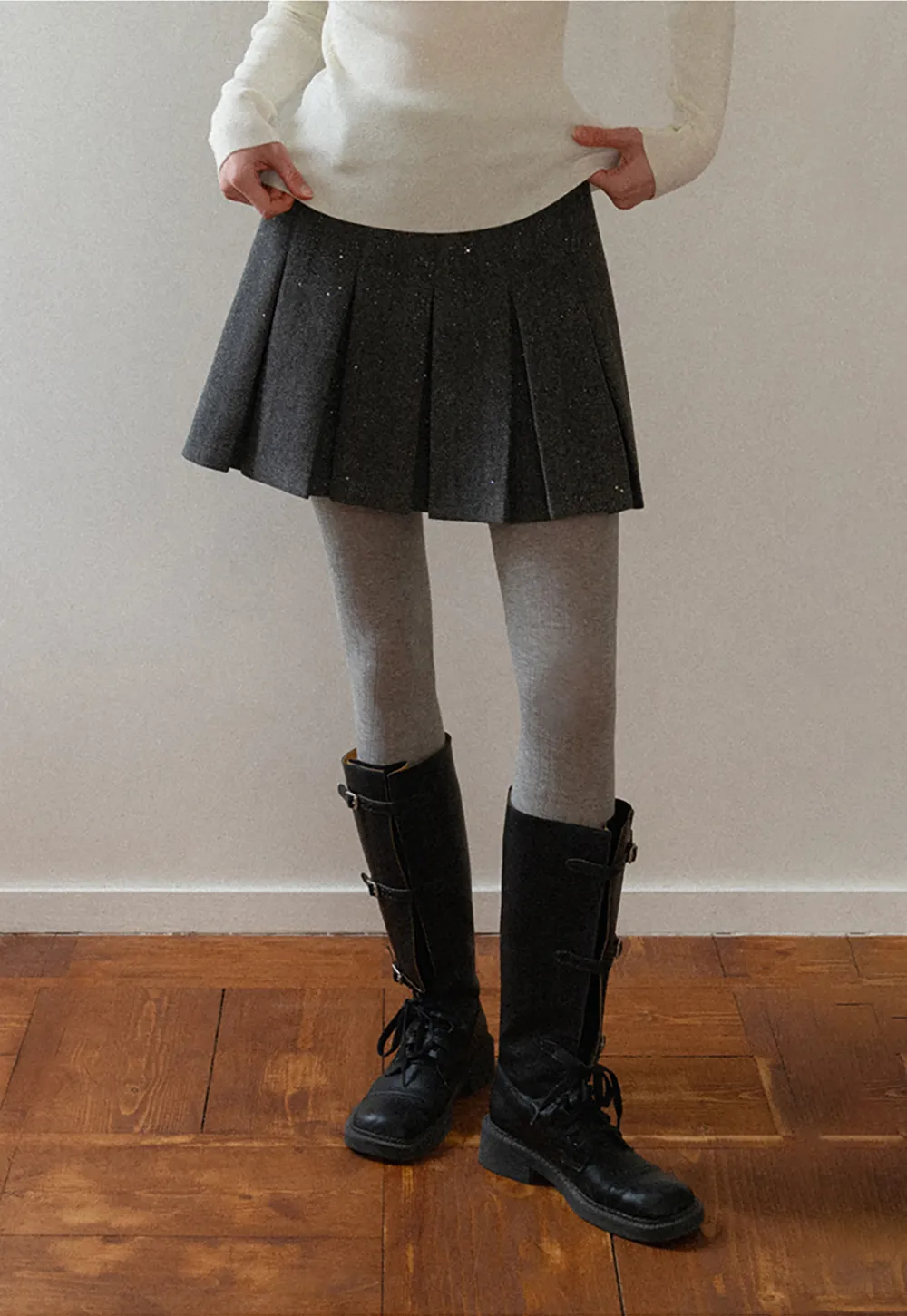 Sparkle Pleated Mini Skirt