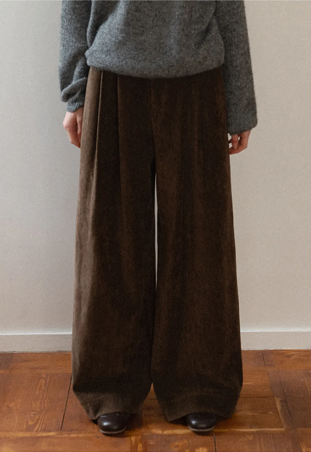 Velvet Wide-Leg Trousers