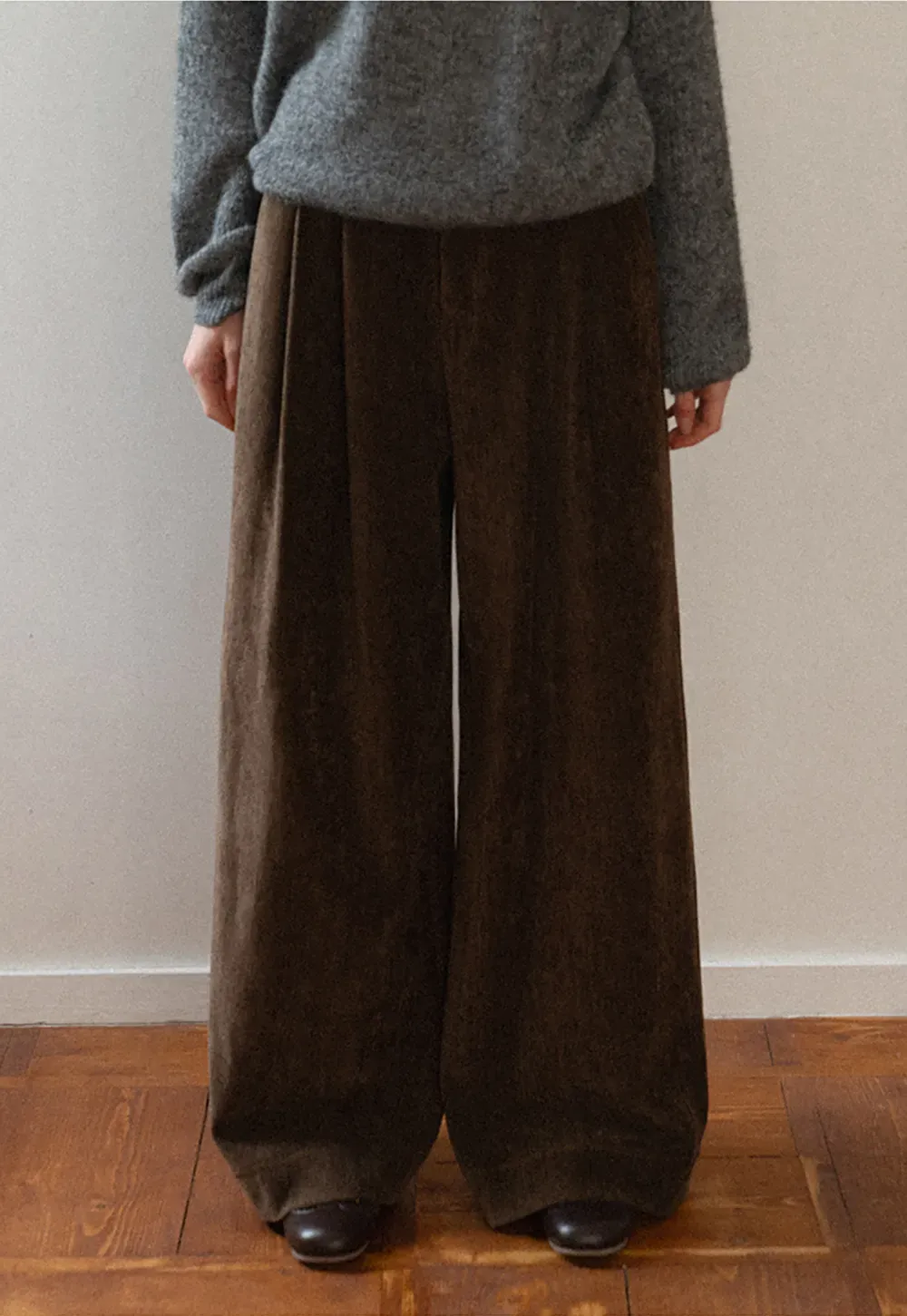 Velvet Wide-Leg Trousers