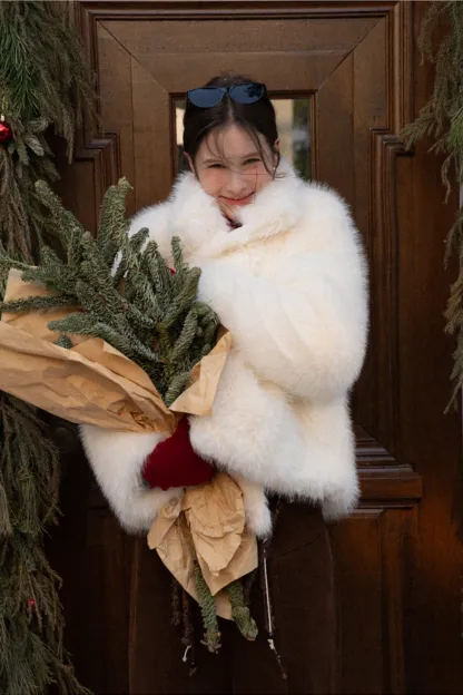 Plush Faux Fur Jacket Buttons