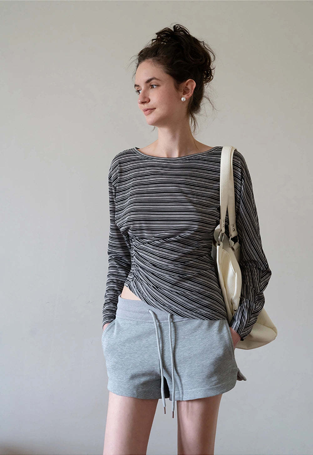 Striped Asymmetrical Long Sleeve Top