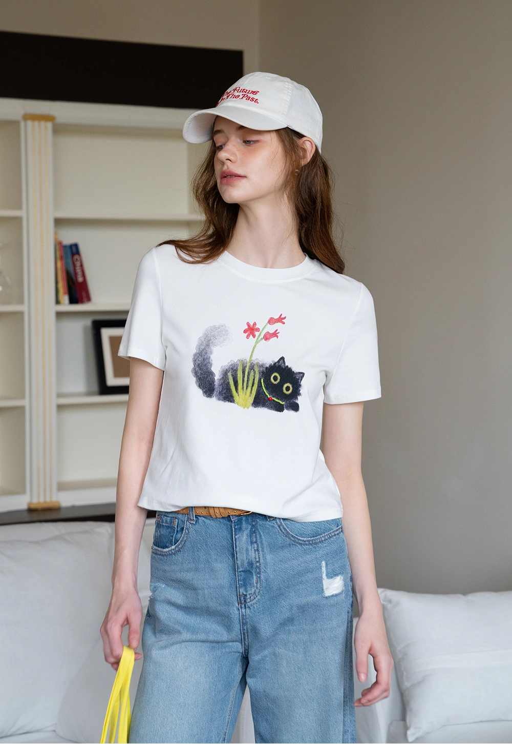 Women's Graphic Cat Print T-Shirt