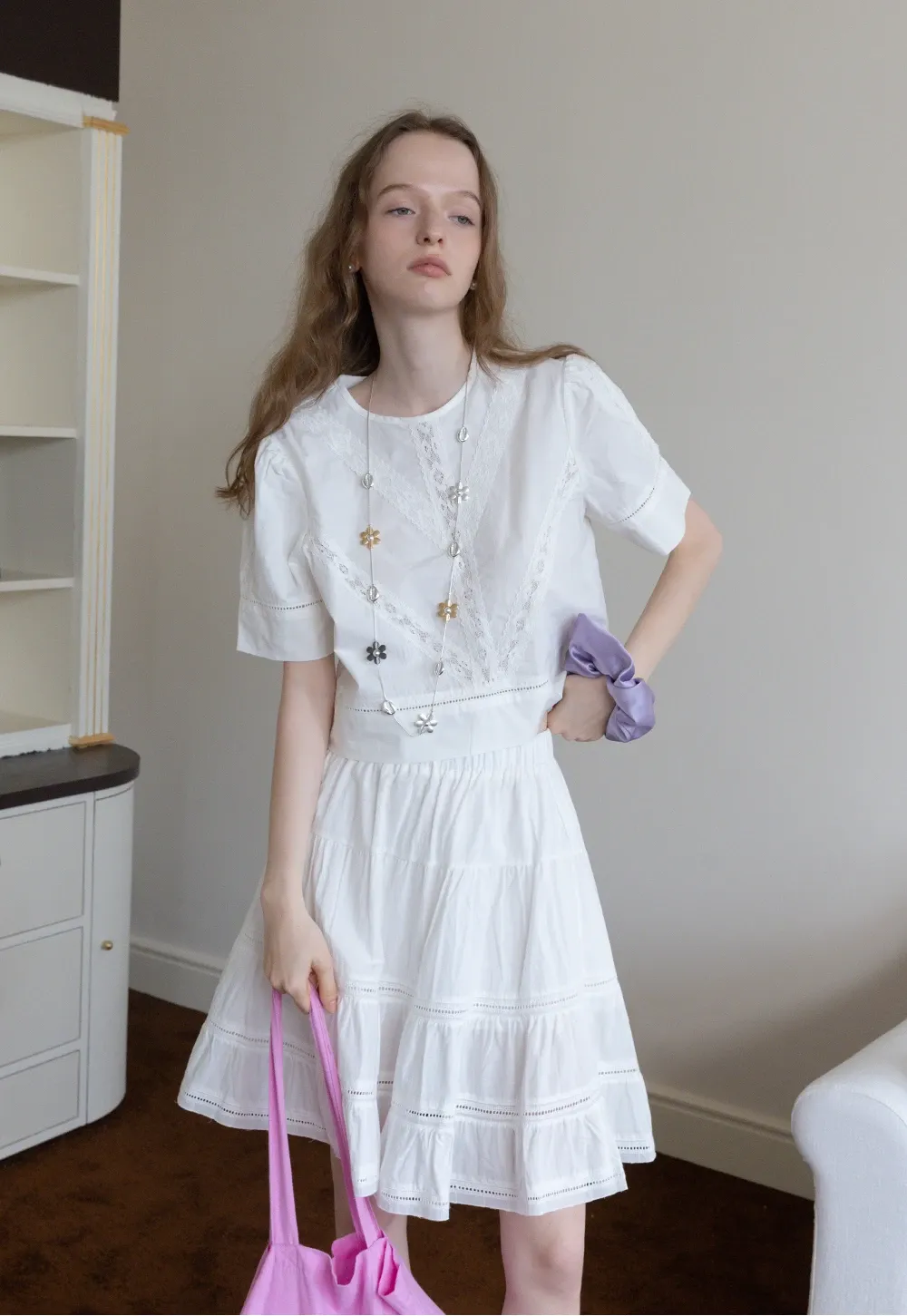 Women’s Lace Patchwork Half Sleeve Blouse