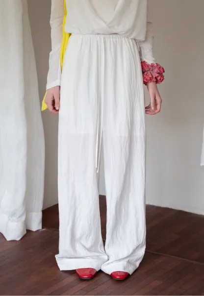 Women's Sheer Wide Leg Drawstring Pants