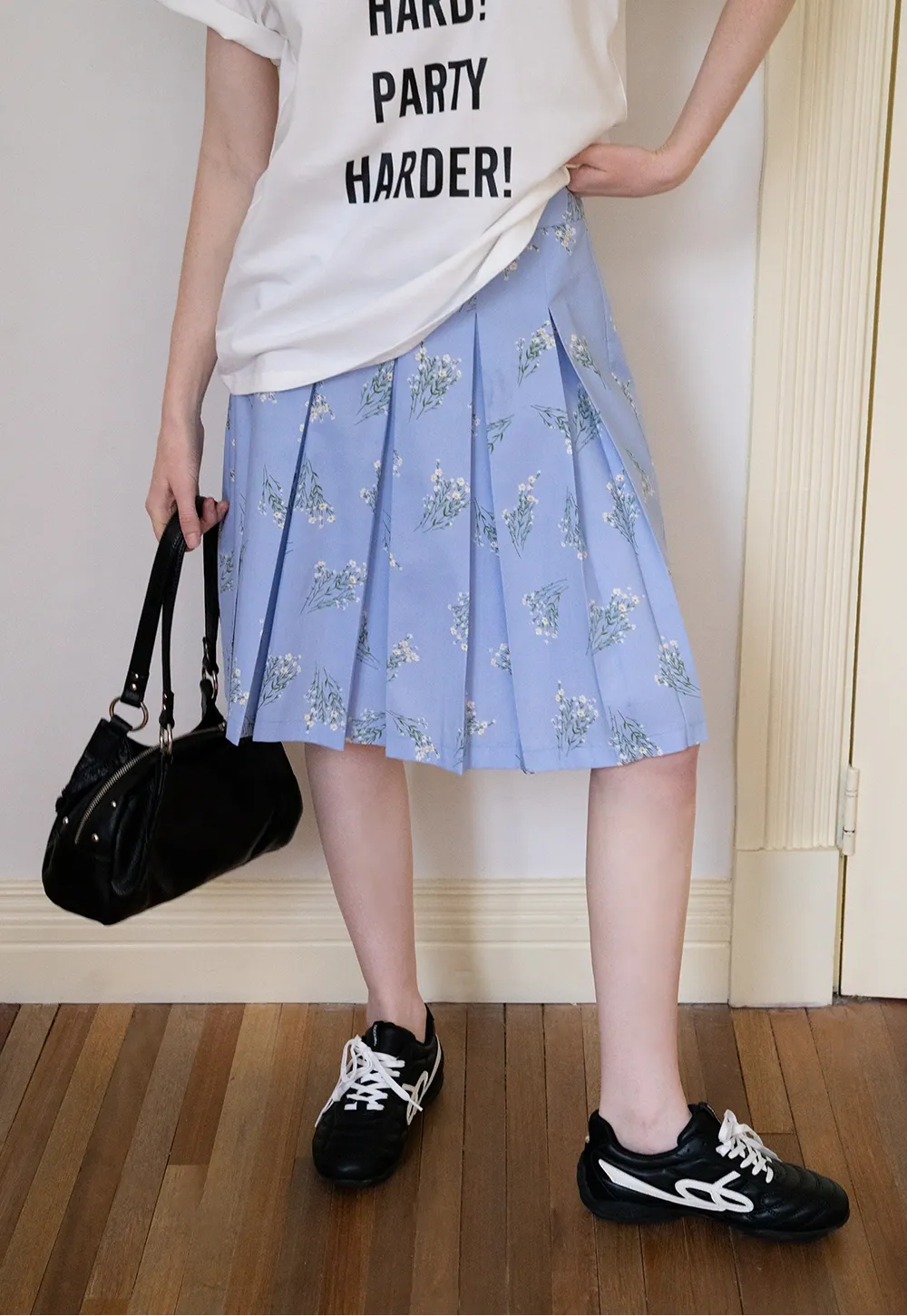 Floral Pleated Midi Skirt