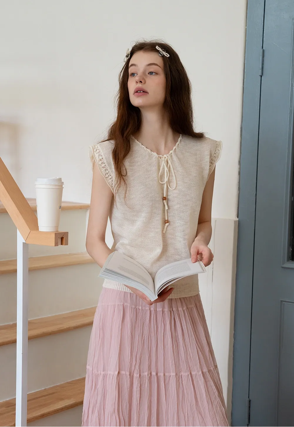 Lace Trim Sleeveless Knit Tank Top for Women