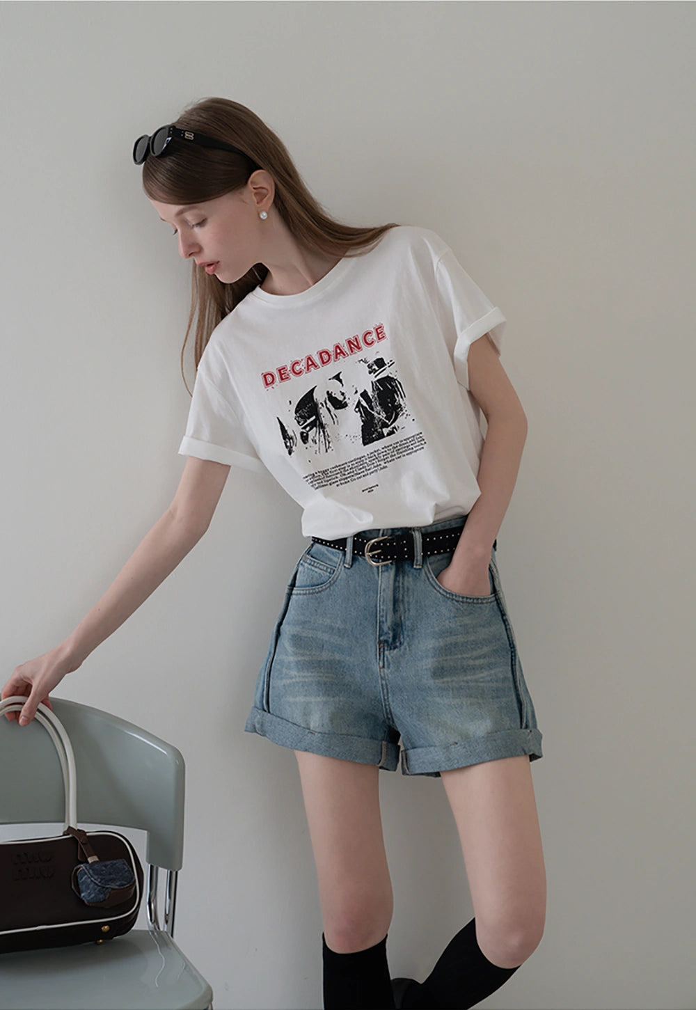Cuffed Denim Shorts