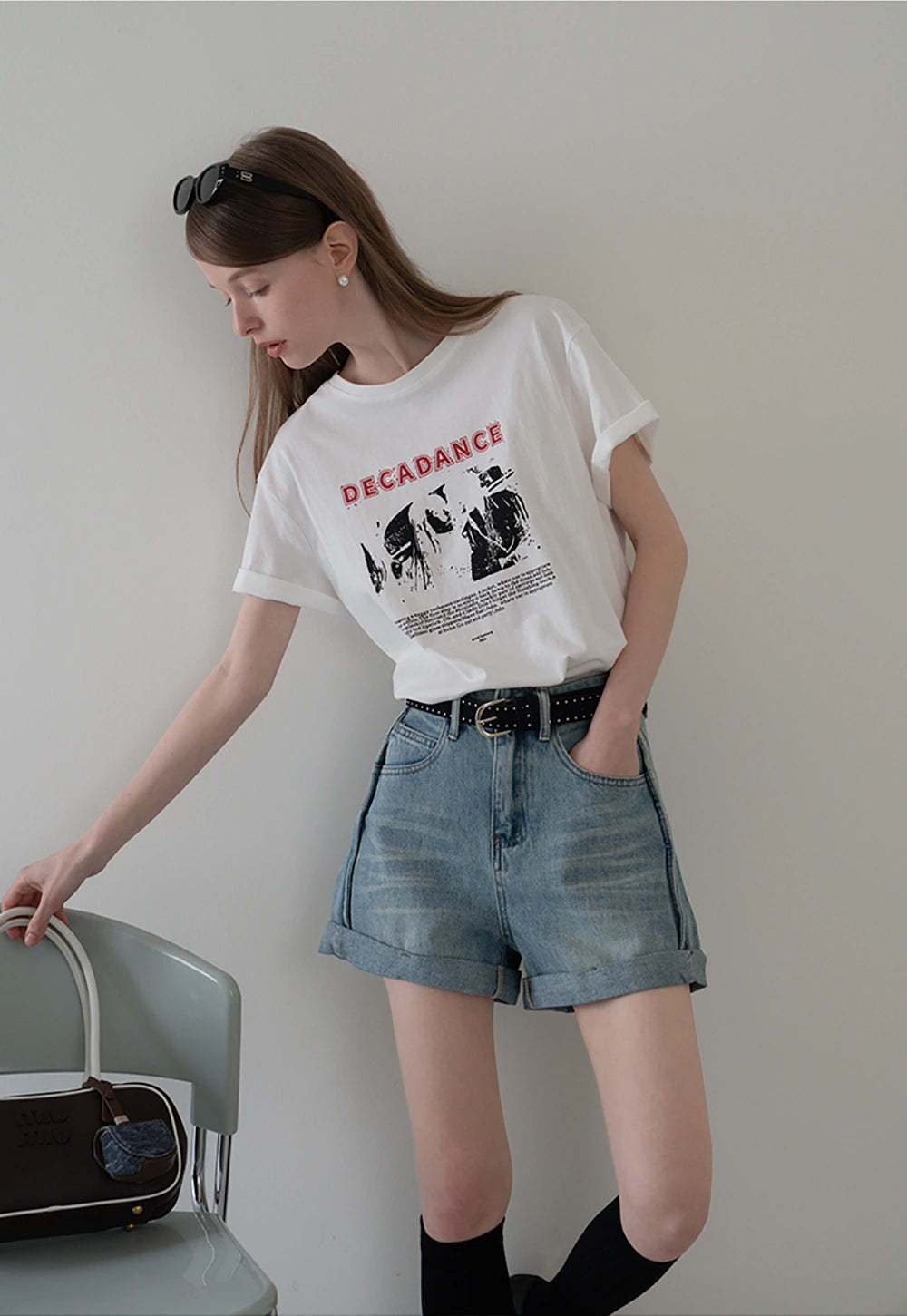 Cuffed Denim Shorts