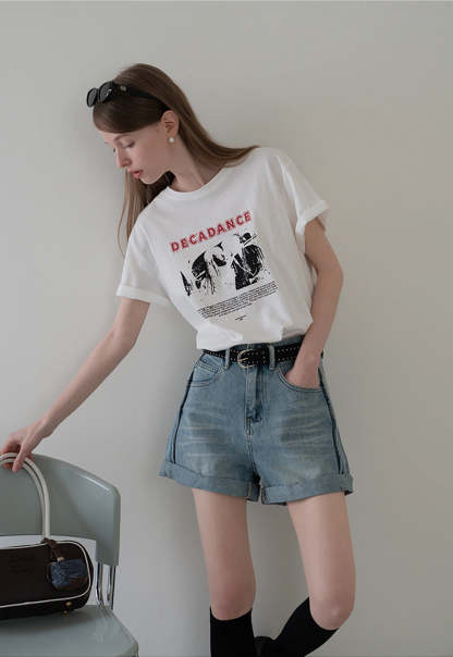 Cuffed Denim Shorts