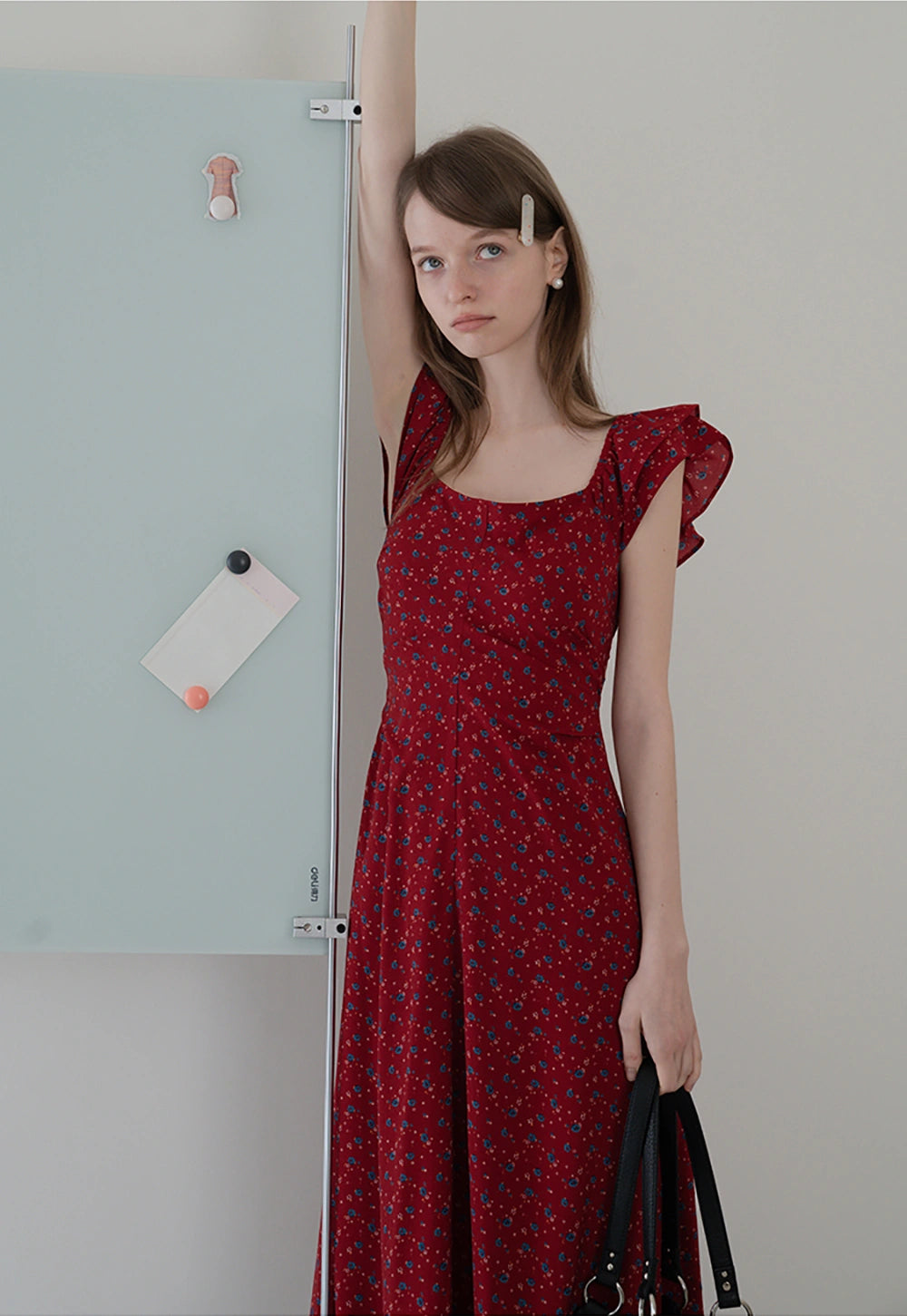 Floral Ruffle Sleeve Midi Dress