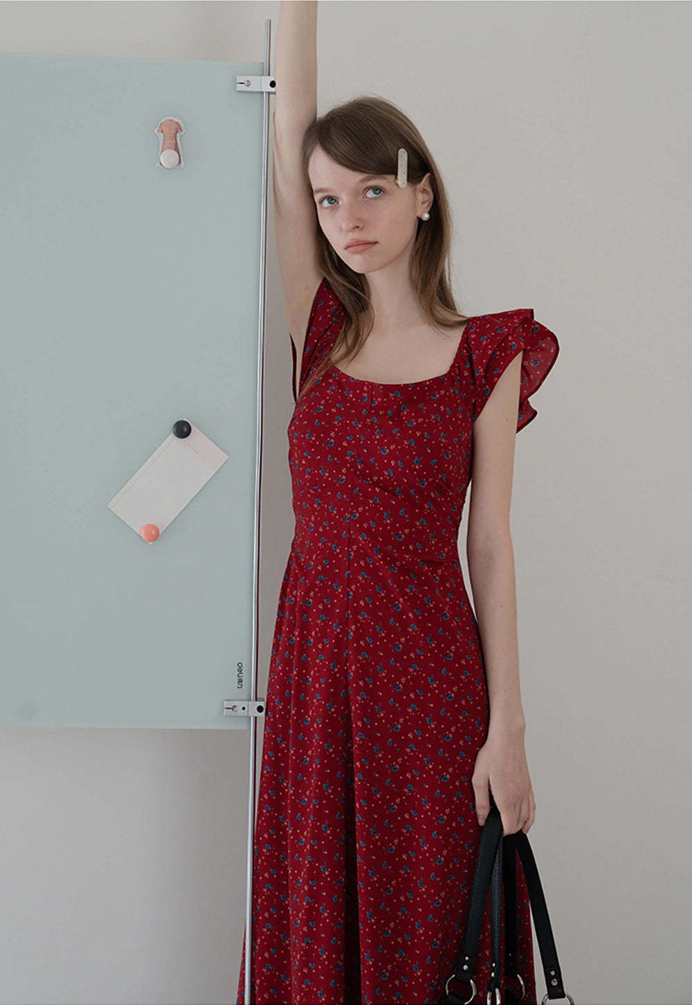 Floral Ruffle Sleeve Midi Dress