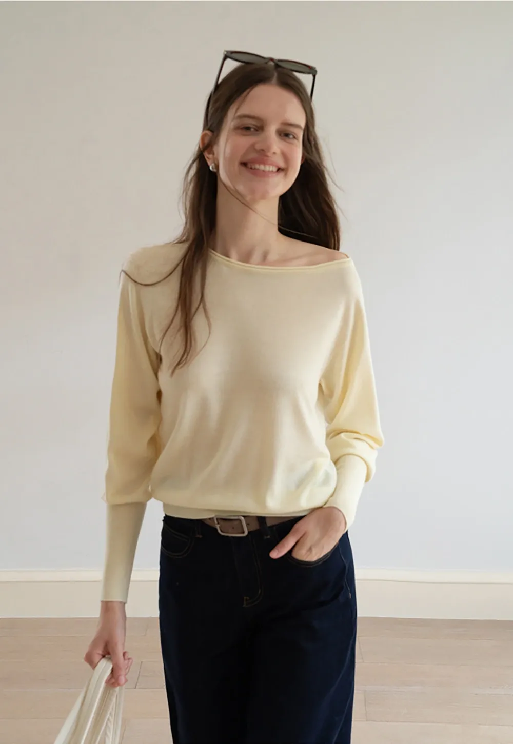 Women's One-Shoulder Long Sleeve Knit Top