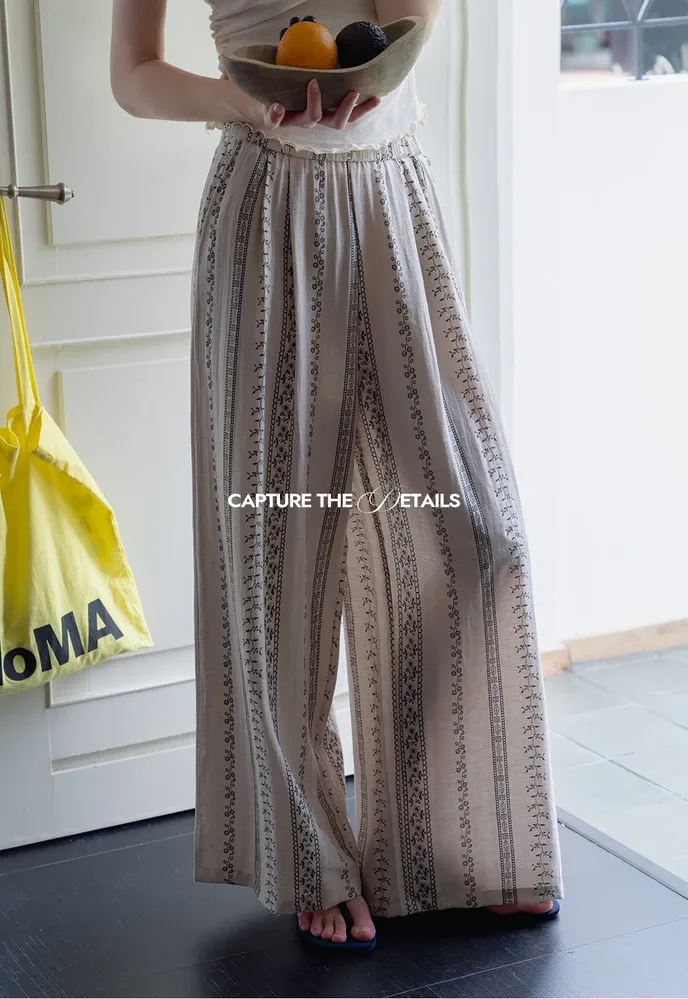Women’s Boho Stripe Wide-Leg Palazzo Pants