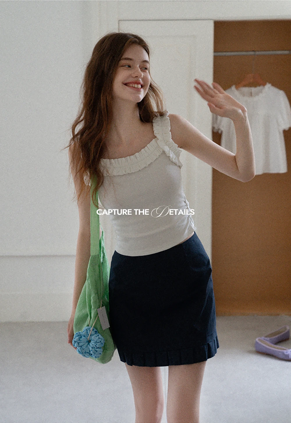 Ruffle Strap Fitted Tank Top