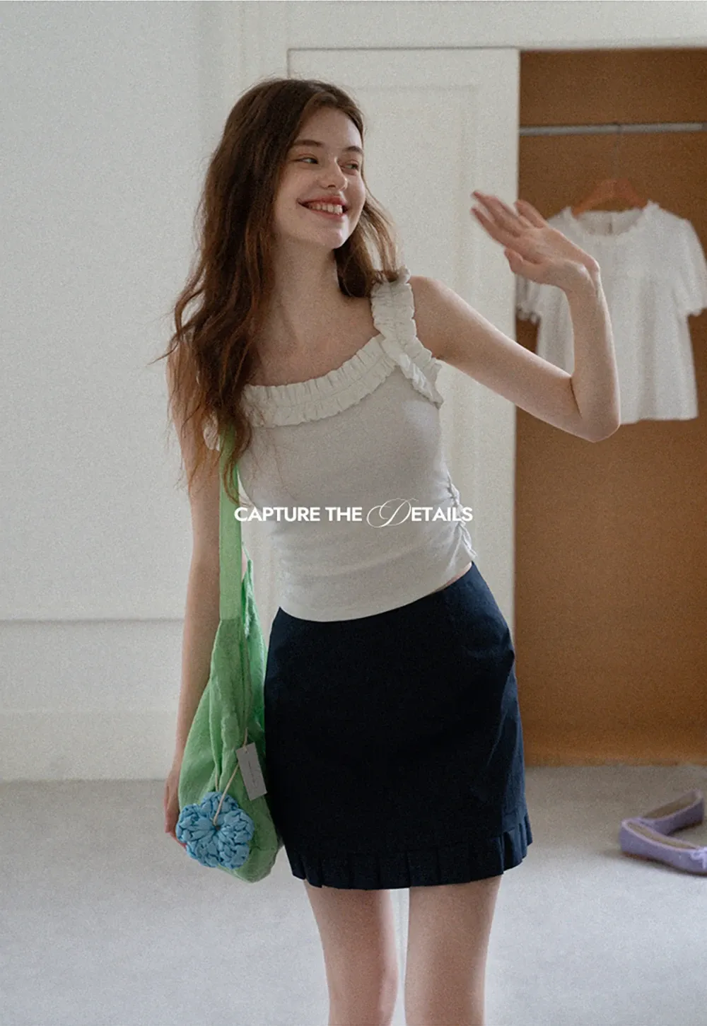 Ruffle Strap Fitted Tank Top