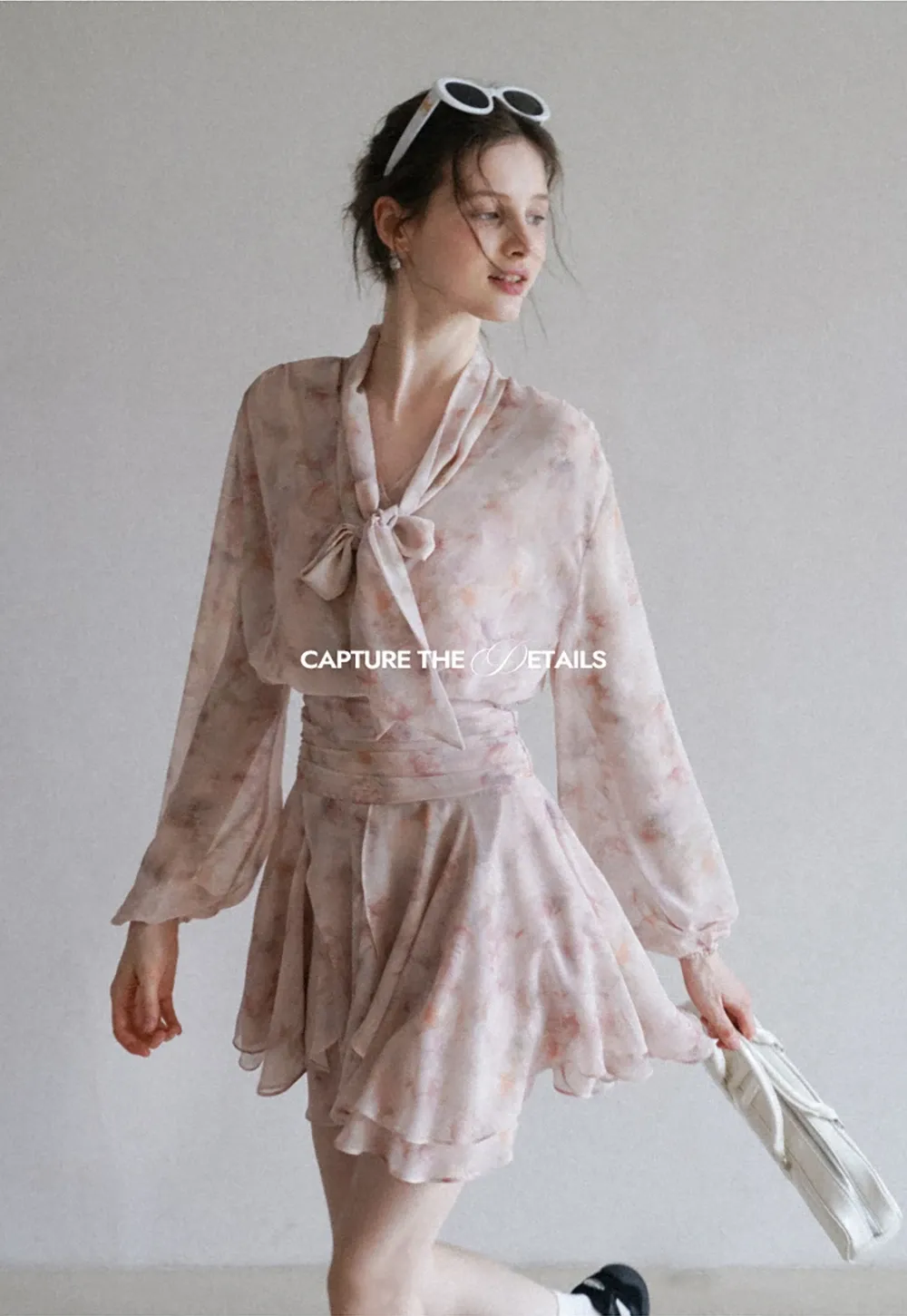 Romantic Floral Layered Dress with Belted Waist