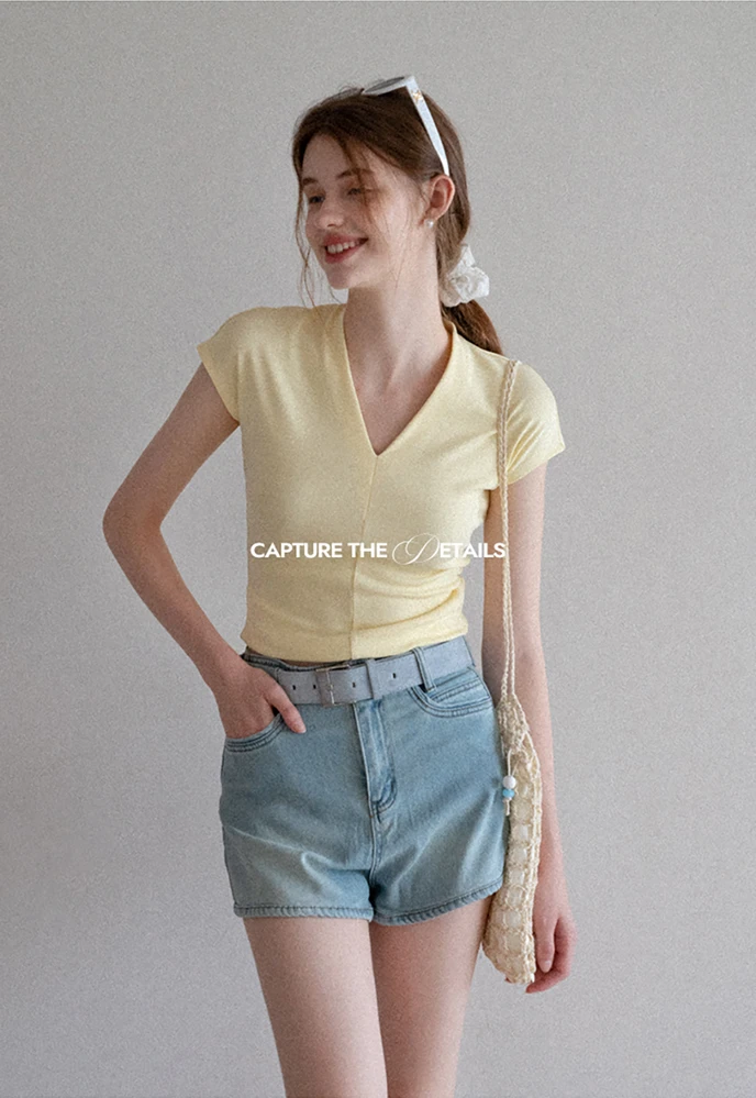 Belted High-Waist Denim Shorts