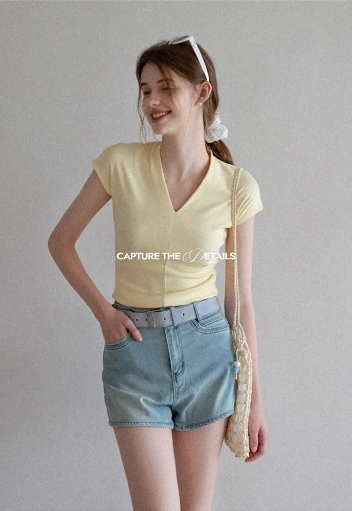 Belted High-Waist Denim Shorts