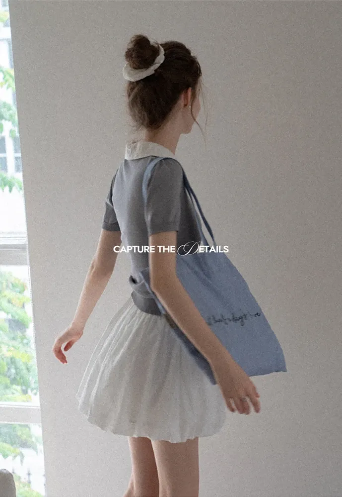 Women Contrast Collar Knit Polo Top