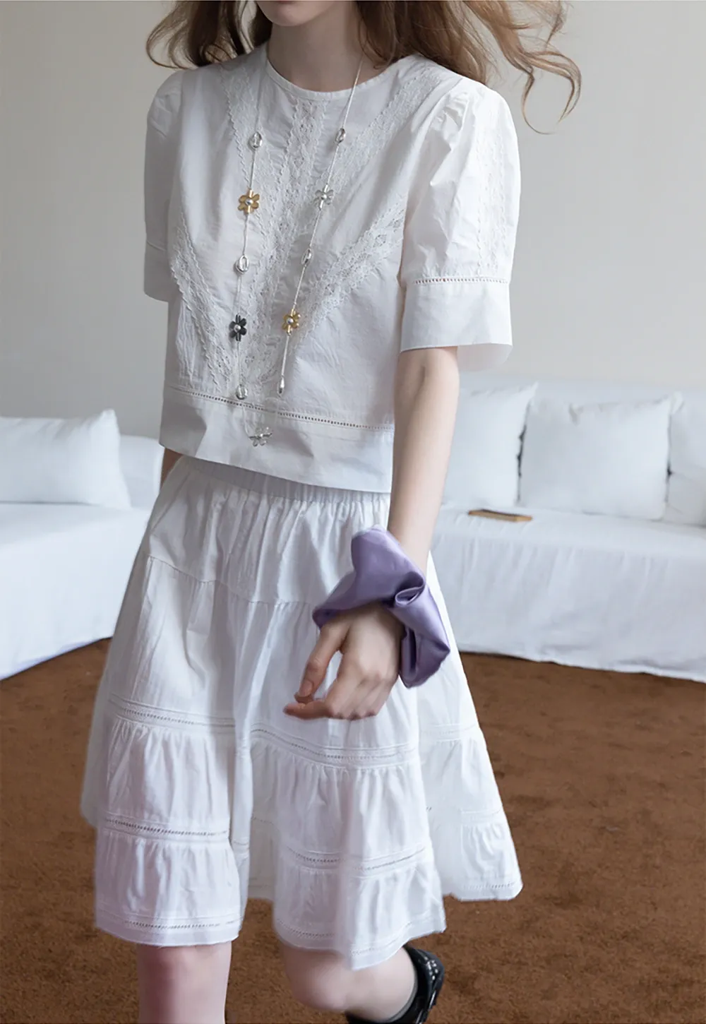 Women's Tiered A-Line Midi Skirt