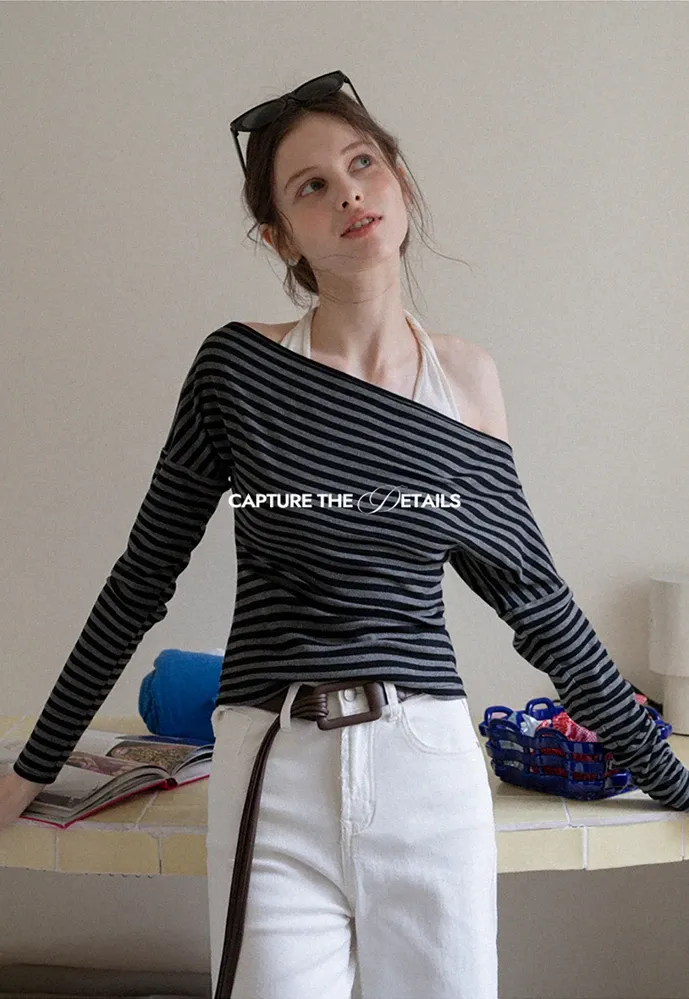 Striped Off Shoulder Top & Halter Cami