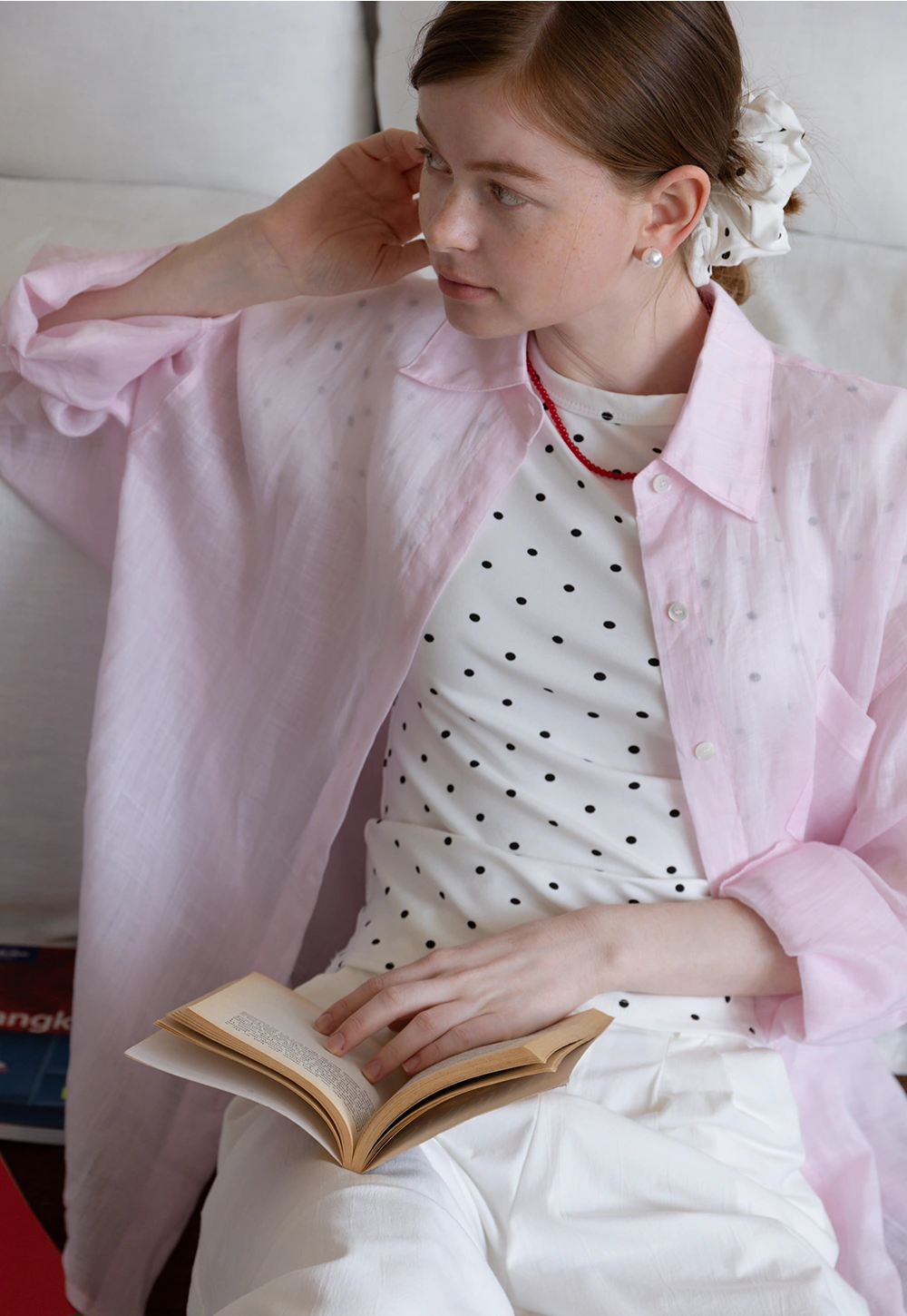 Women's Long Sleeve Button Down Linen Shirt with Pocket