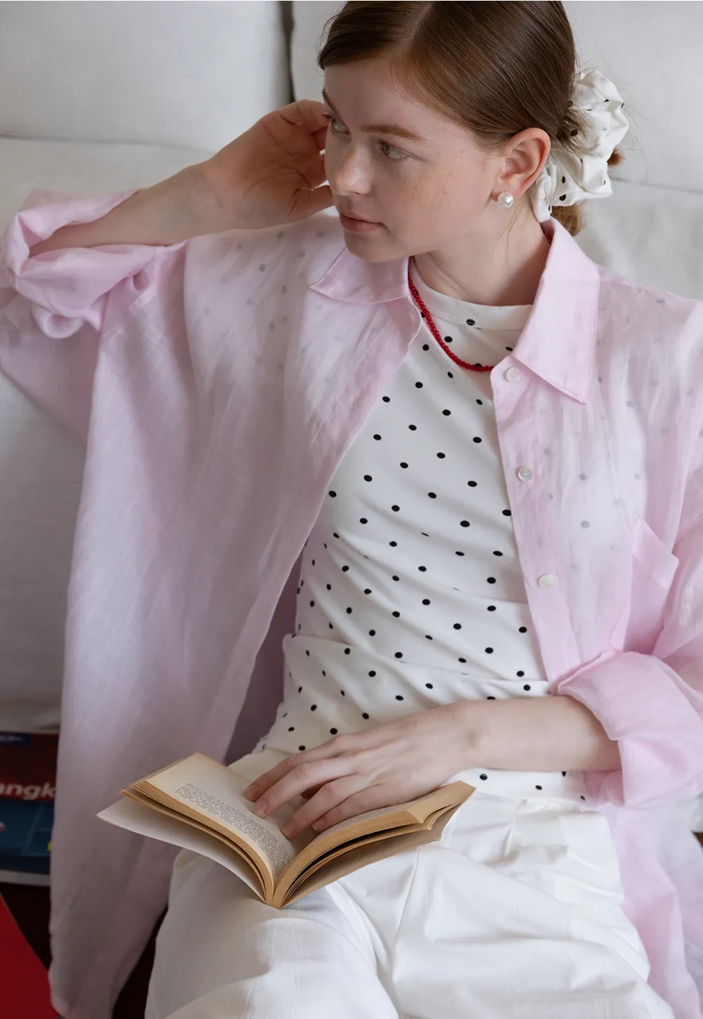 Women's Long Sleeve Button Down Linen Shirt with Pocket