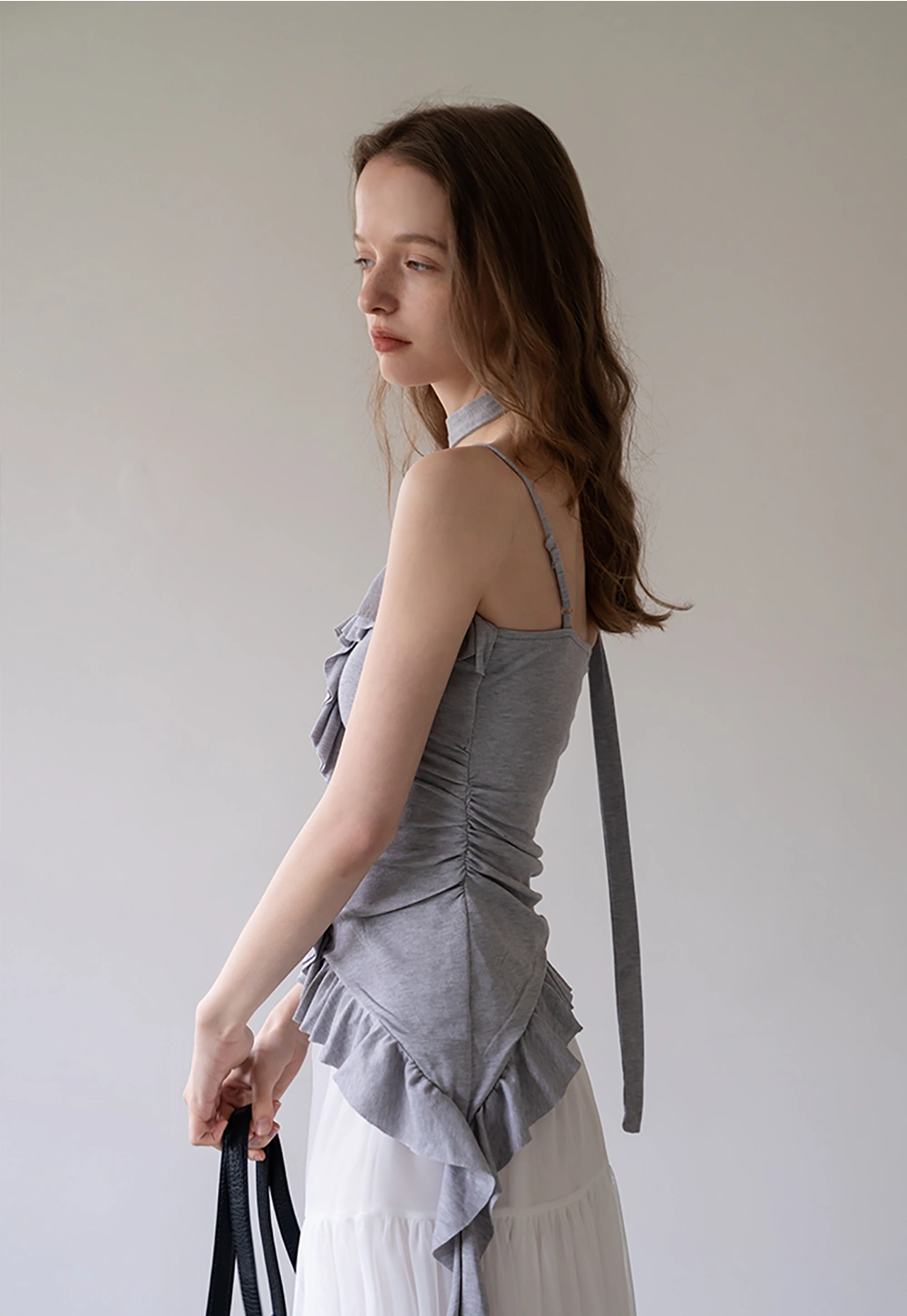 Women's Ruffled Sleeveless Top with Adjustable Tie