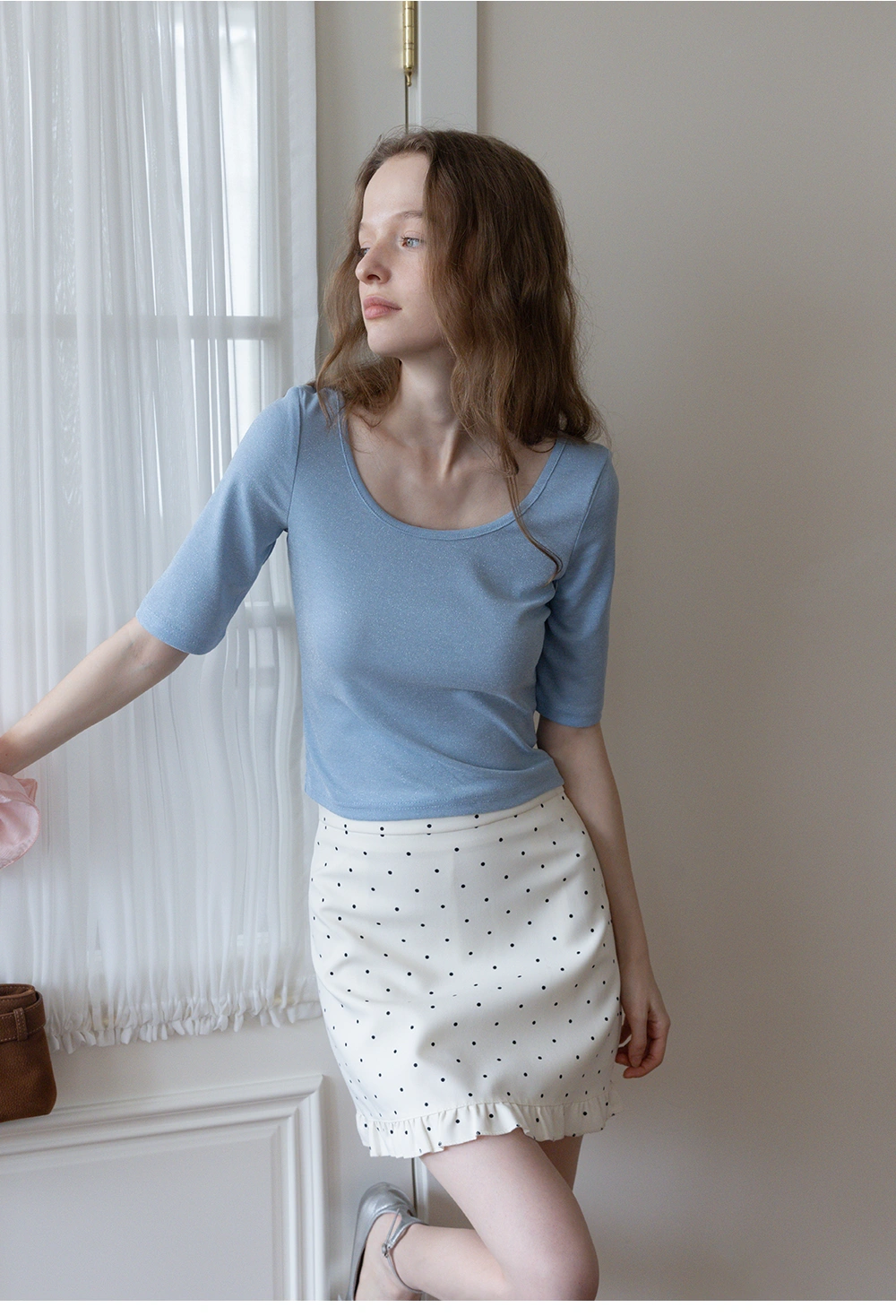 Women's Polka Dot Ruffle Hem A-Line Mini Skirt