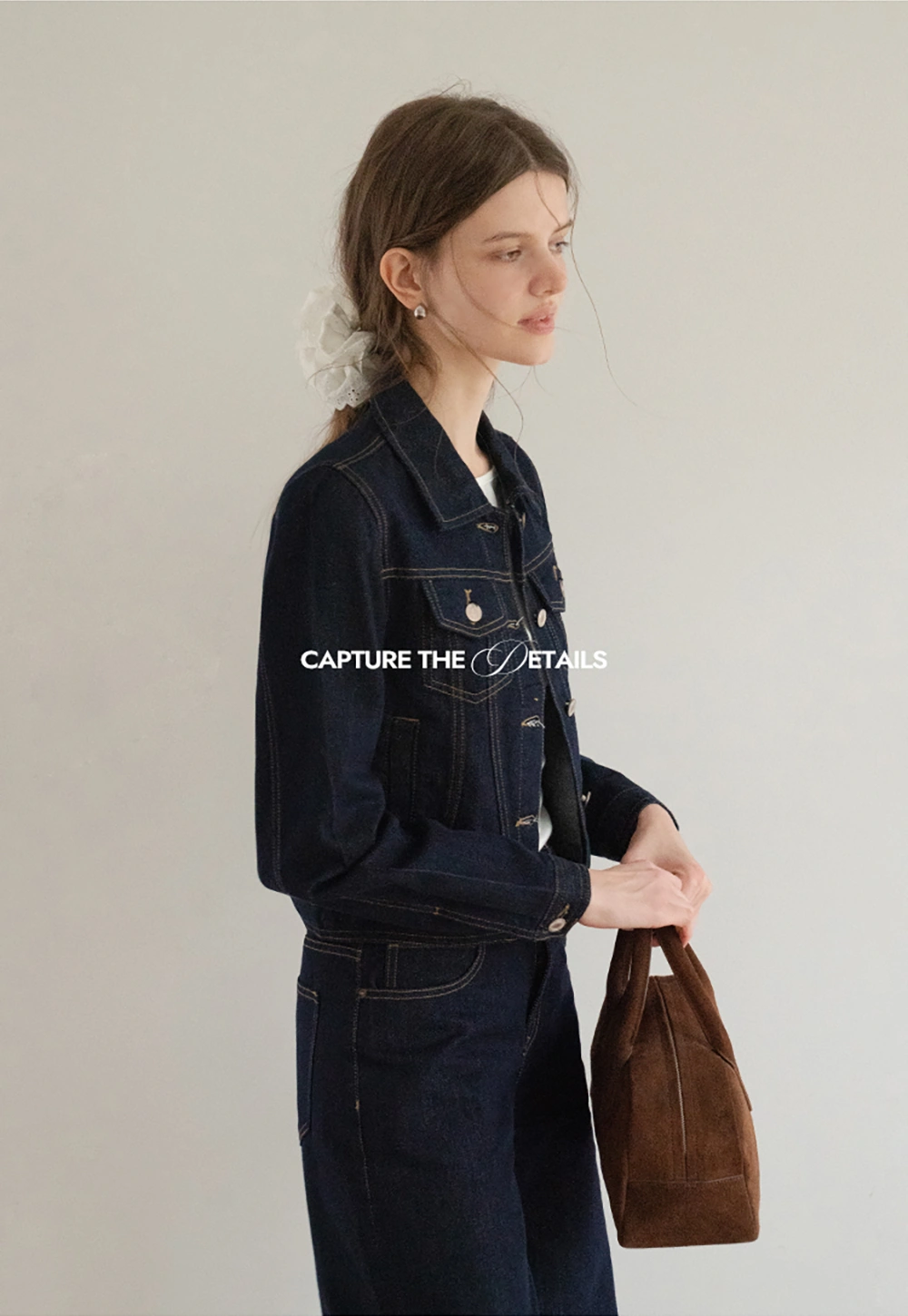 Womens Denim Jacket and Wide Leg Jeans Set