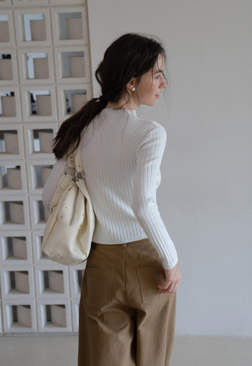 Womens Ribbed Knit Long Sleeve Top