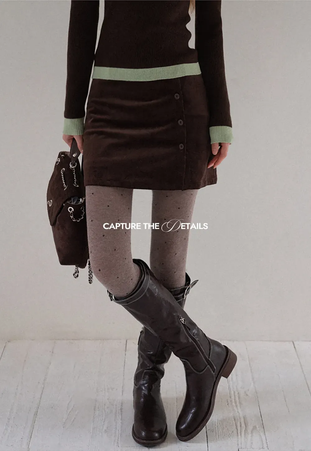 Corduroy Button Front Mini Skirt