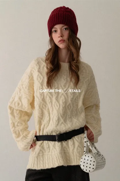 Cable Knit Diamond Pattern Sweater